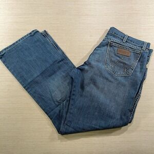 Wrangler Retro Relaxed Boot Jeans Mens 35x32 Blue Denim Western Cowboy Boot Cut